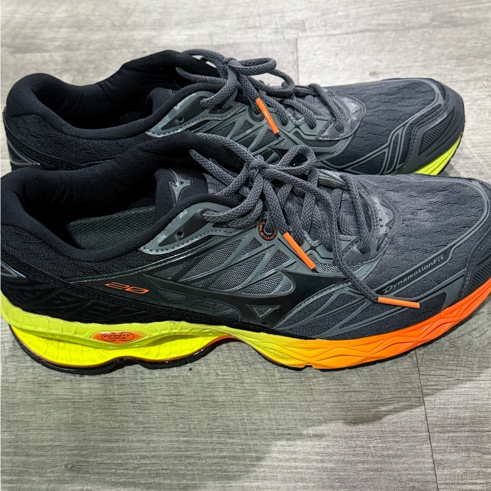 Mizuno Gray and Neon Orange Running Shoes